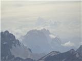 Pogled proti Višu in Montažu. Zadaj Montaža se vidi oblak v obliki Matterhorna z talijanske strane iz Cervinije.