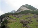 nadaljevanje poti proti Malemu Grintovcu, s pogledom nazaj v ozadju odkriva Srednji vrh