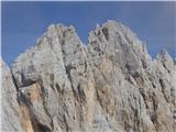 Škrlatica 2740, Dolgi 2646 in Kratki Rokav 2589, ter Brezrokavnik 2500 Najvišja vrhova rokavskega grebena 2651