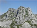 Levo Mali Bedinji vrh 2175 in Bedinji vrh 2196 (srednji) s sedla Vrh Osojnika