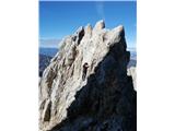 Špik (2472 m) - SZ greben Zadnji metri sestopa proti senčni škrbini.