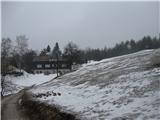 Pri Govejku 734m pa se dež zamenja za sneg