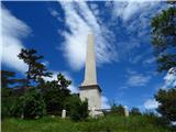 obelisk na Opčinah je bil dokončan leta 1839 v zahvalo cesarju Francu I, ki je dal zgraditi novo cesto do Trsta