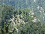 Kopa (Belska Kopa), votlina v Varvanju ...greben z leve me pripelje na vrh Kope ..., na sedlo na desni pripelje normalni pristop (slikano z Martinj steze)