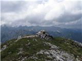 z vrha, krasen pogled na greben Špičja, Travnika in malo nižje Zadnjiški Ozebnik, vse skoraj prehodil 