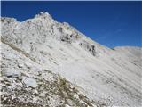 Krn-Batognica-Vrh nad Peski nadaljevanje čez melišča Vrha nad Peski in nato na sedelce in naprej na vrh