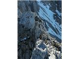 Špik (2472 m) - SZ greben Grebenska linija gre navzdol in spet se začnejo težave.