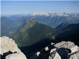 Krasji Vrh nad planinama Zapleč in Zaprikraj, v ozadju Kaninsko pogorje