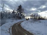na poti do Novega Mesta-ko se neha asfalt precej blatno, ob povratku pa pomrznjeno (pogled nazaj) 