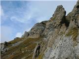 strme skale nad potjo okoli Ringmauerja /Pale di San Lorenzo