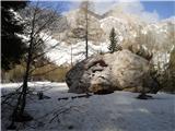 Okrešelj - ostanki pogorišča so pod snegom