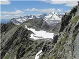 Razgled z grebena Seespitze na Almerhorn 2986m in Hochgall 3436m