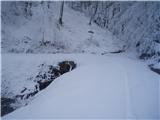 Skrajna vzhodna točka poti, struga Velikega potoka in tukaj obrat nazaj v Poljčane...slika z dne,08.02.2013