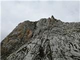 Špik (2472 m) - SZ greben Čez strmo skrotje lahko proti desni na greben.