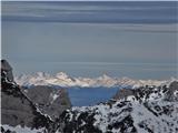 približan pogled na avstrijske gore med Mrzlo goro in Matkovo kopo