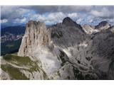 Dolomiti Rosengarten - po poteh škrlatnega gorovja Pogled z vrha v smeri prvaka tega pogorja ... Catinaccio d'Antermoia