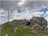 Na vrhu Olševe - nahrbtnik je od dveh avstrijskih pohodnikov, ki sta sedela pod skalo