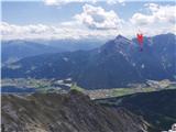 Lustige Bergler Steig in Innsbrucker Klettersteig - zavarovani poti nad Innsbruckom Kalkkögel: Marchreisenspitze - vrh IV.