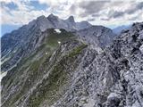 Lustige Bergler Steig in Innsbrucker Klettersteig - zavarovani poti nad Innsbruckom Nordkette: utrinek s sestopa po grebenu