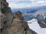 20.-21. julij 2020: Habicht (3277 m) in Kalkwand Zavarovan sestop z vrha II.: izpostavljeno prečenje o ohlapni jeklenici