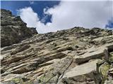 20.-21. julij 2020: Habicht (3277 m) in Kalkwand Utrinek s sestopa proti koči II.: pogled nazaj