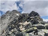 Hohe Geige (3394 m) - prvak severnega dela gorstva Krajša ravnina sredi grebena II.: pogled proti nadaljevanju grebena