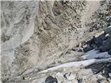 Hohe Geige (3394 m) - prvak severnega dela gorstva Prehod do zavarovanega dela poti II.: pogled navzdol