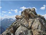 Hohe Geige (3394 m) - prvak severnega dela gorstva Zavarovana pot po zračnem grebenu III.: pogled nazaj