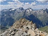 Hohe Geige (3394 m) - prvak severnega dela gorstva Pogled nazaj proti zaključnemu delu grebena