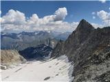 Hohe Geige (3394 m) - prvak severnega dela gorstva Zaključni vzpon proti vrhu III.: razgled s poti po vršnem grebenu