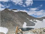 Hohe Geige (3394 m) - prvak severnega dela gorstva Prehod proti zavarovanemu delu grebena I.: pogled nazaj proti vrhu