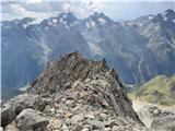 Hohe Geige (3394 m) - prvak severnega dela gorstva Prehod proti zavarovanemu delu grebena II.