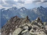 Hohe Geige (3394 m) - prvak severnega dela gorstva Prehod proti zavarovanemu delu grebena III.