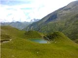 Muttler, 3294 m (Samnaunske Alpe, Švica) Sestop s sedla. Tu sem zavil desno po brezpotju