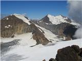 Monte Vioz (3645m) greben, kjer poteka zahtevno prečenje Palon dela Mare, Rossole, Cevedalle, Zuffalspitzen