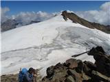 Monte Vioz (3645m) pogled nazaj na glavni vrh z Punte Linke
