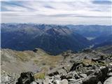 Mogočni Piz Linard (3410 m) z okolico, 25.-26.8.2020 (Silvretta) Razgled s prečenja police
