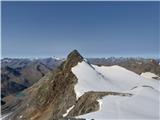Klasika Stubajskih Alp - Zuckerhütl (3507 m), Wilder Pfaff (3456 m) in Wilder Freiger (3418 m) Wilder Pfaff - vrh II.: pogled proti Zuckerhütlu