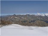 Klasika Stubajskih Alp - Zuckerhütl (3507 m), Wilder Pfaff (3456 m) in Wilder Freiger (3418 m) Zuckerhütl - vrh IV.: pogled proti zahodnemu delu Stubajskih Alp in ledeniku, ki ga bo potrebno še prečiti