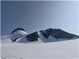 Klasika Stubajskih Alp - Zuckerhütl (3507 m), Wilder Pfaff (3456 m) in Wilder Freiger (3418 m) Sestop preko ledenika IV.: pogled nazaj proti skalnati glavi Zuckerhütla