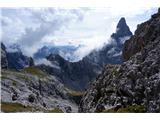 Pale di San Martino - samotni Dolomiti Tukaj se spuščava na spodnjo prečno pot
