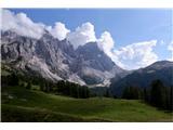Pale di San Martino - samotni Dolomiti Pogled nazaj, kje vse sva hodila