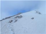 Neprekinjen sneg se začne kakih 80 dolžinskih metrov od vrha.
