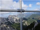 vrh s križem in spominsko tablico na Krnički gori