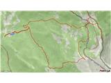 Srednica - 1726 m GPS sled prehojene smeri. Naneslo je 11 km in 1300 višincev