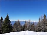 Z vrha Dobrče - sneg trd, vetra malo, občutja enkratna