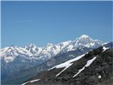 Pointe Sud de Bezin 3061m Skupina Visokih Savojskih Alp,desno Mont Blanc
